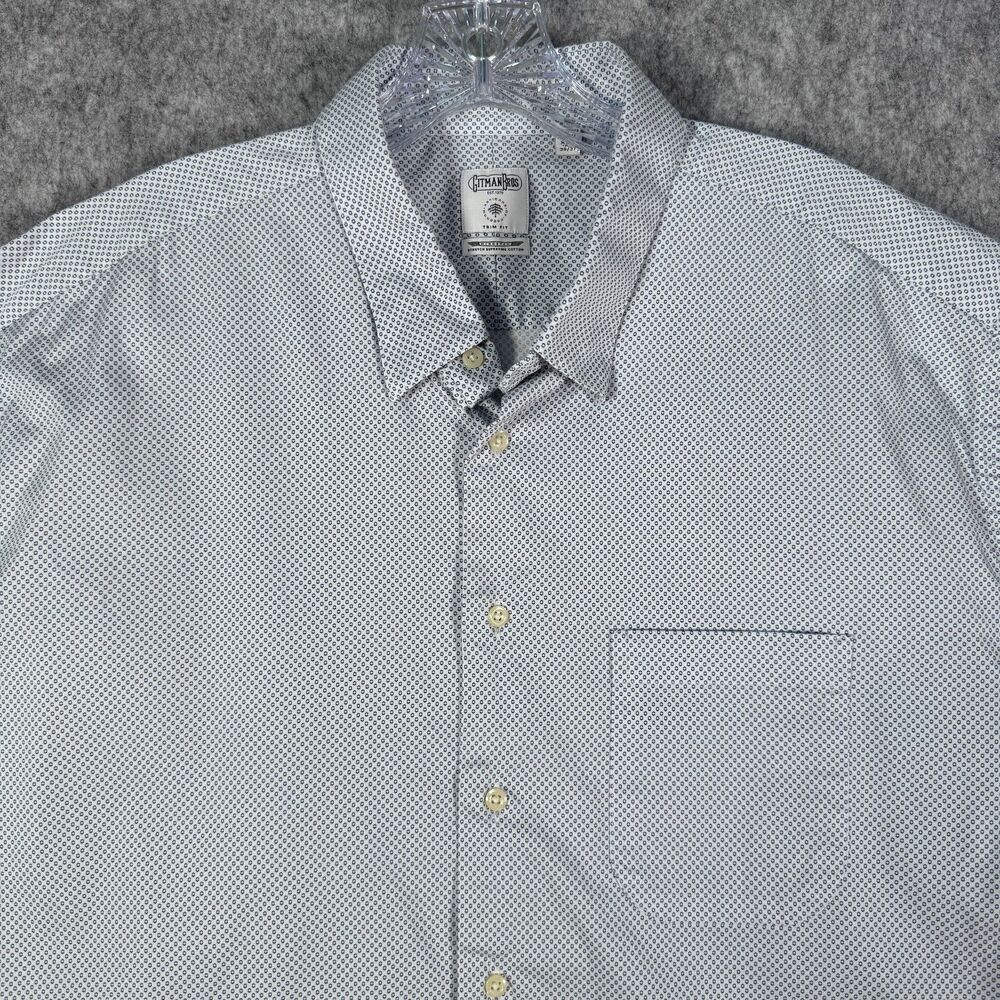Gitman Bros Dress Shirt Mens XXL 18.5 36/37 Blue Trim Fit Wingspan Allen Edmonds